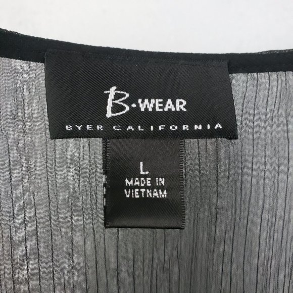 B Wear Women's Black Sheer Floral Short Sleeve Blouse Shirt Tank Top 1 Piece Set - Picture 14 of 14